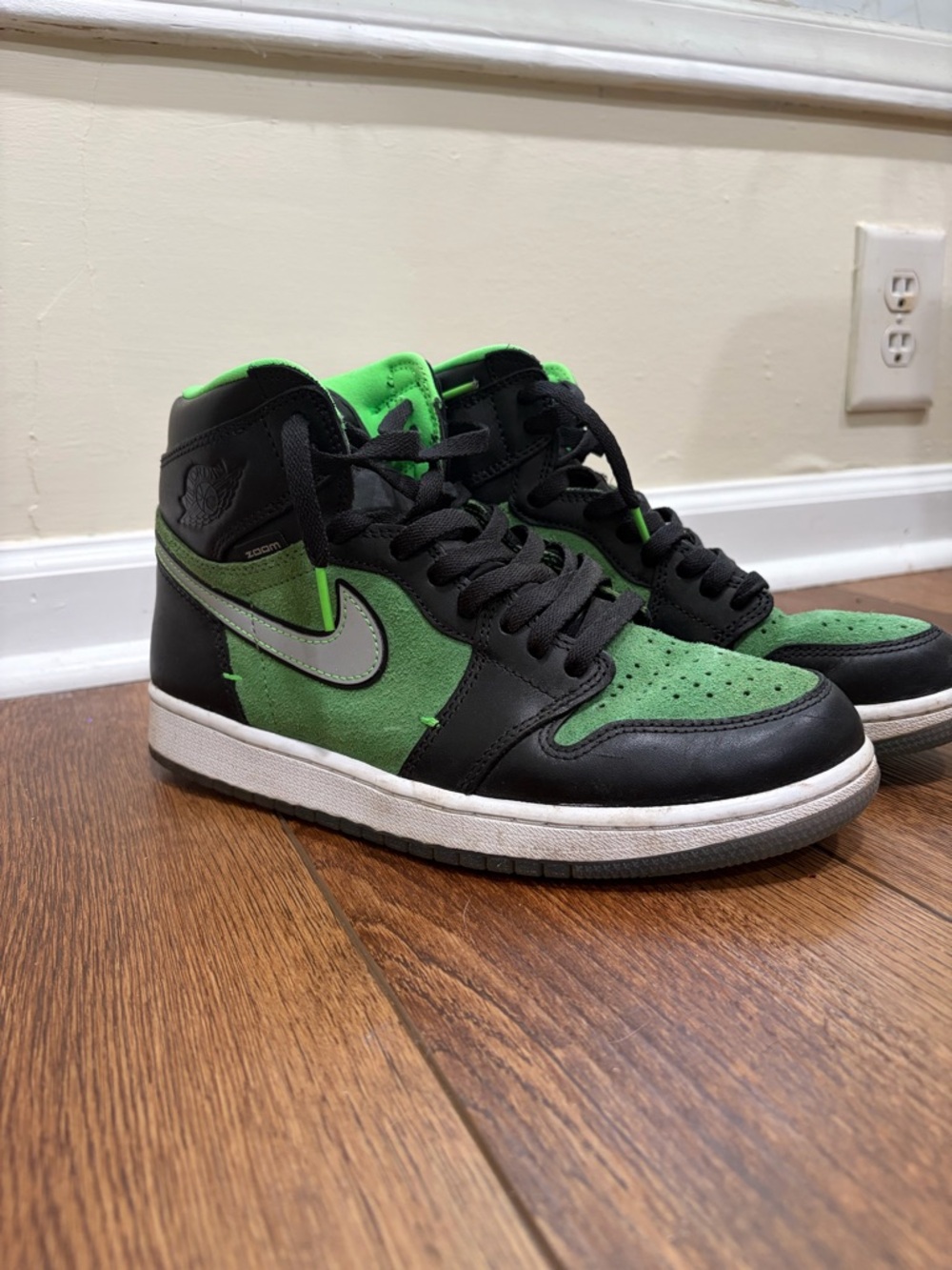 Nike Zoom Air High-Top Sneakers in Black & Bright Green
